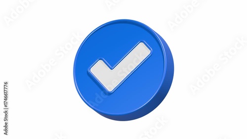 check mark button 3d motion graphic blue color