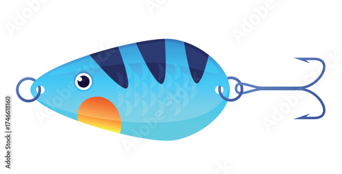 Colorful vector illustration of a fishing lure designed to attract fish while fishing in lakes or rivers