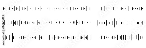 Podcast sound waves and audio soundwave of voice message records, vector icons. Podcast sound waves for online audio streaming and podcasting or music player and mobile phone voice message soundwaves