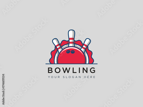  Bowling logo design vector template 