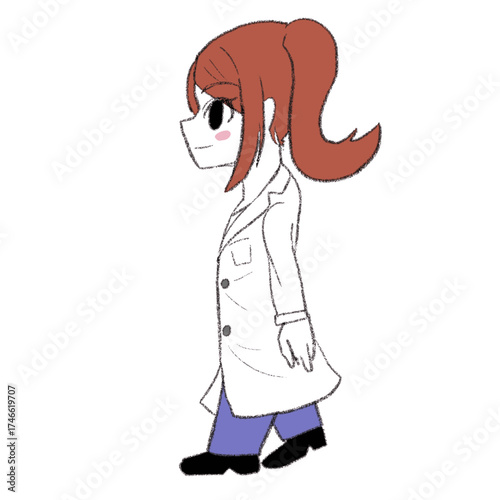 白衣を着た女の子が歩いている