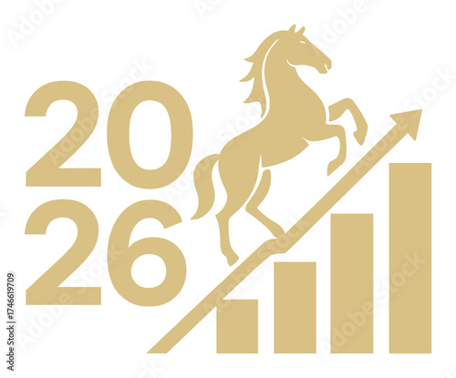 2026 economic growth symbolized by horse and upward graph