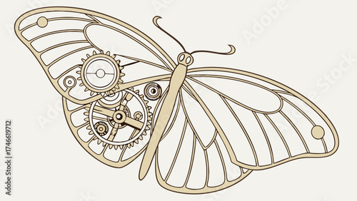 Steampunk Butterfly with Gears.