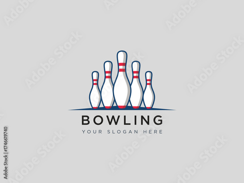  Bowling logo design vector template 
