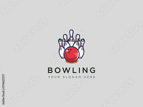  Bowling logo design vector template 