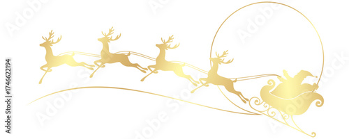 Vector illustration of silhouette of santa claus sleigh in flight	