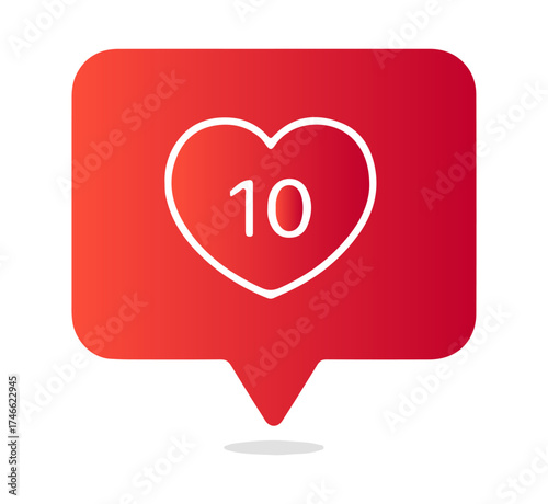 Like Notification Icon – Stylized Heart Bubble with Count for Social Media Engagement and UI Design