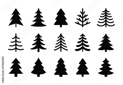 Christmas tree icon vector collection for holiday decoration