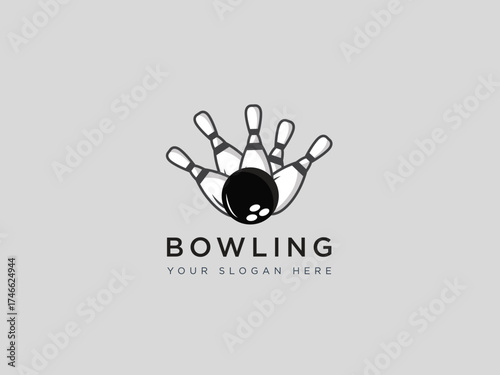  Bowling logo design vector template 