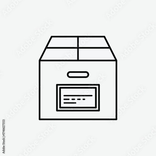 Vector illustration of cardboard box with label for delivery service