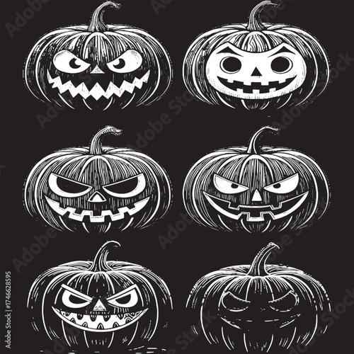 set of halloween pumpkins