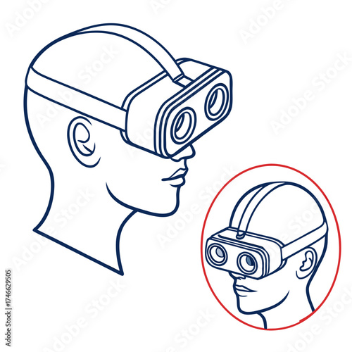 Virtual reality headset on human head
