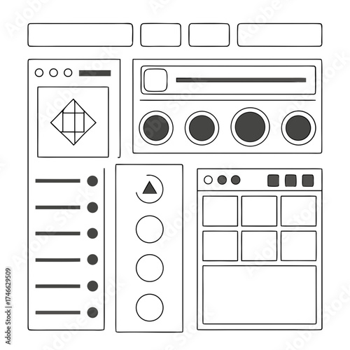 Various website and application user interface elements