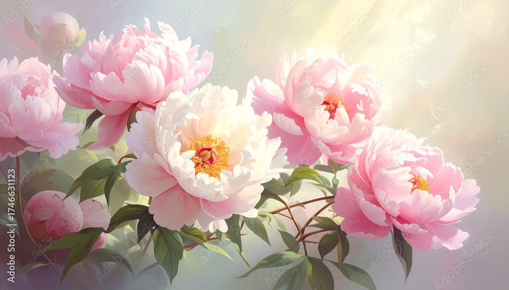 Fototapeta premium Pfingstrosen in voller Blüte