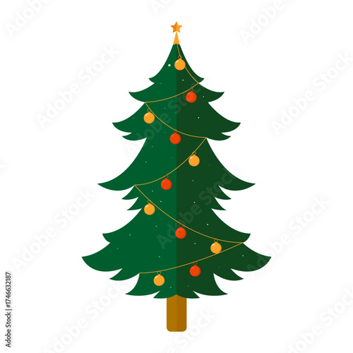 Festive Christmas Tree Decoration with Colorful Ornaments and Star