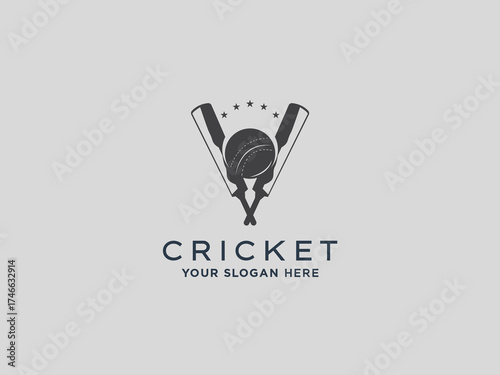  Cricket logo design vector template 