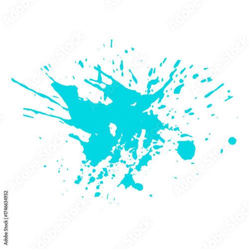 Turquoise ink splash graphic, a vibrant and dynamic abstract art illustration with splatter effect