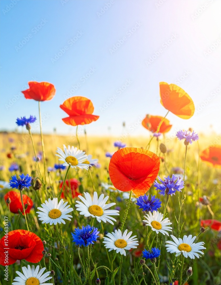 Naklejka premium Wiesenblumen im Sommerlicht