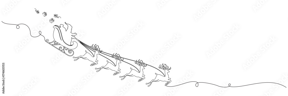 Obraz premium Carriage Santa Lineart