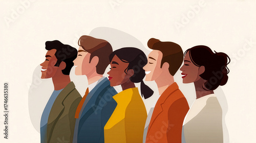 forward looking business team - diverse team illustration