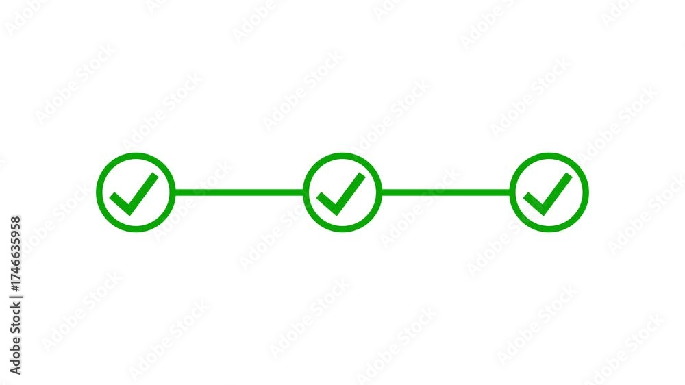 Animated timeline infographic showing step-by-step process with looping ...