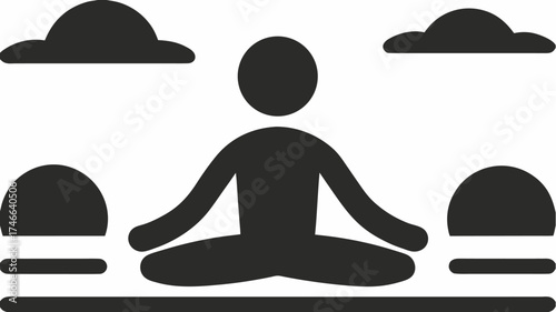 Find Inner Peace Meditation Silhouette, Serene Yoga Practice for Mindfulness and Wellness, Relaxing Retreat with Nature Elements and Peaceful Ambience