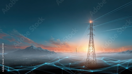 Power Grid Tower Energy, Transmission Lines Network