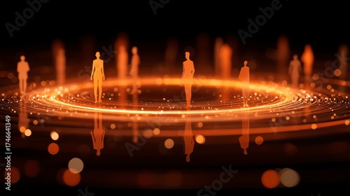 Figures appear in a glowing circular formation against a dark background, creating an otherworldly atmosphere and sense of connection