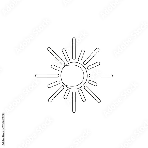 Single line art of sun depicting weather, single line art shows sunshine and light for optimistic mood. Single line art reminds of clarity, brightness, and positive energy.