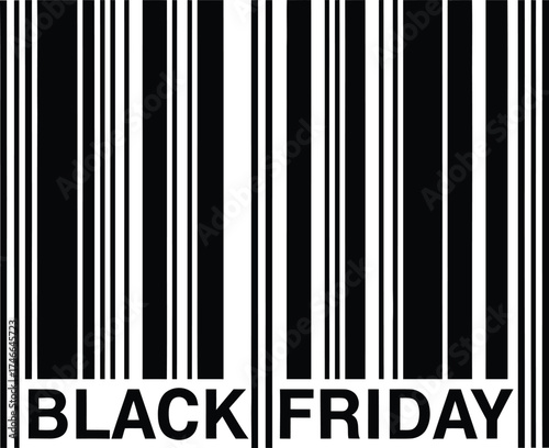 A black and white barcode graphic with the words "BLACK FRIDAY" printed below it.