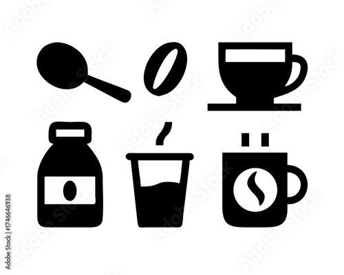 Coffee icons set representing various coffee types