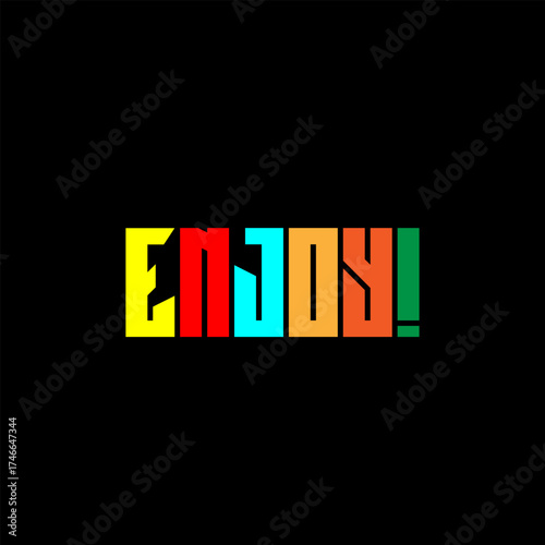 Colorful “Enjoy” Text Design on Black Background – Bright Gradient Typography for Fun, Happiness, and Positivity