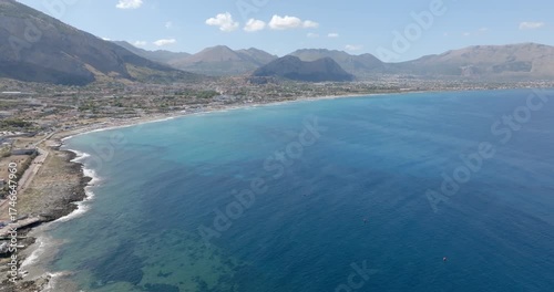 Wallpaper Mural Aerial view of the large and long beach of Capaci, located in the province of Palermo, Sicily, Italy. Torontodigital.ca