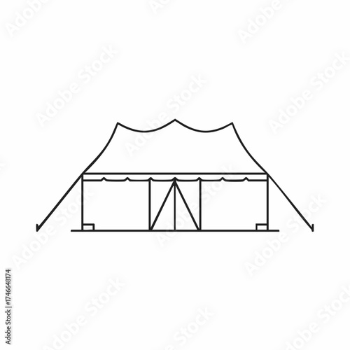 Minimalist Line Art: Detailed Outline of a Traditional Tent Structure