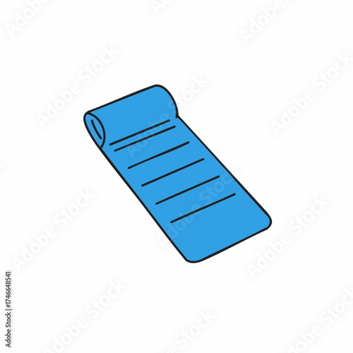 Rolled blue sleeping pad with black lines, camping equipment illustration