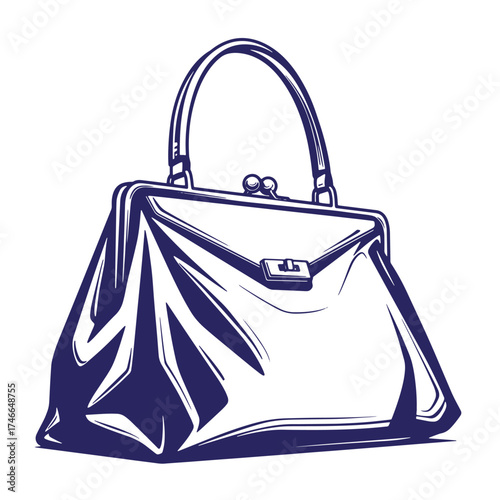 Stylish vintage handbag illustration depicting a classic fashion accessory with handle