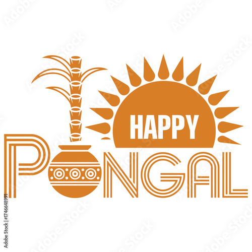 Happy Pongal Festival Vector design in Flat Style.