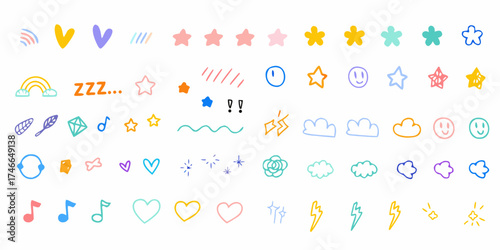 Collection of cute hand drawn doodle icons and symbols for design
