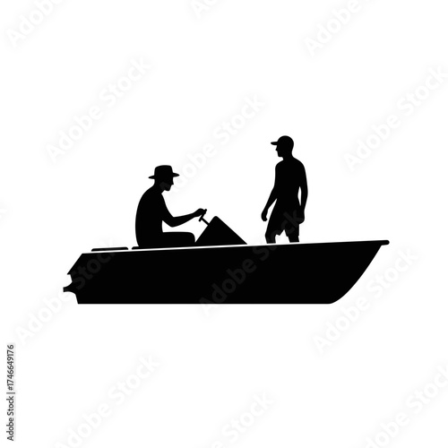 Two men boating together on a lake representing International Men's Day  