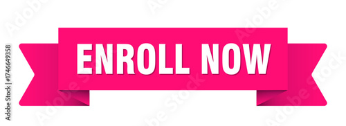 enroll now ribbon isolated on transparent background. enroll now ribbon
