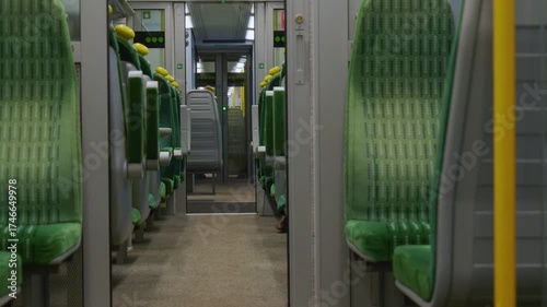 Empty train seats inside train car in england uk