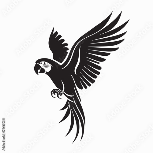 Macaw Bird with Open Wings Logo Vector isolated on white background