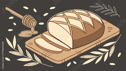 Illustration of Bread Honey and Decoration.