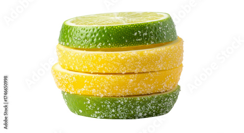 Stack of Sugared Lemon and Lime Slices, Isolated