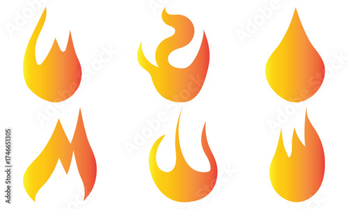 Flame vector fire icon flame logo template and silhouette shape isolated on white background