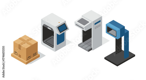 Modern automated teller machine design in isometric style