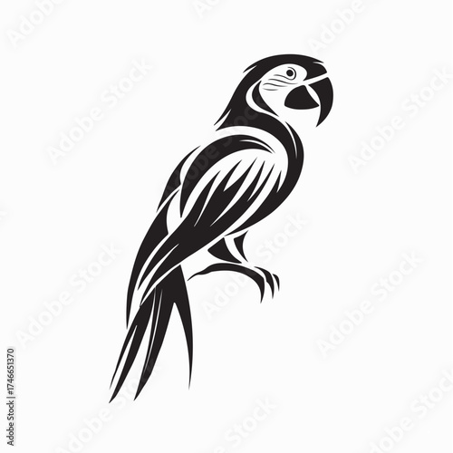 Minimalist Macaw Bird Logo Vector isolated on white background
