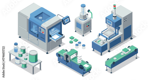 Advanced isometric pharmaceutical manufacturing equipment for modern laboratory use