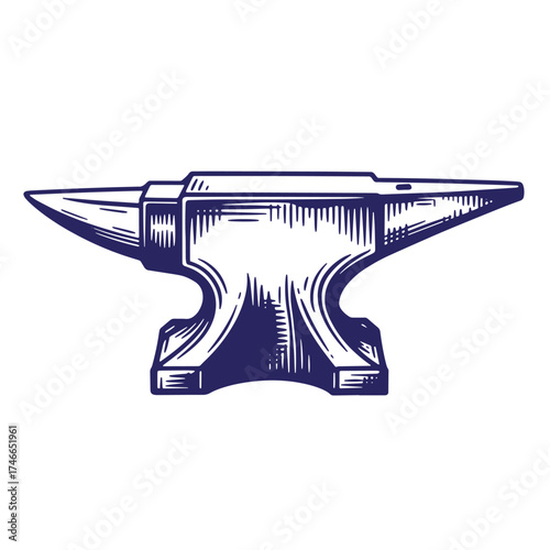 Vintage hand drawn illustration of a blacksmith anvil isolated on white background