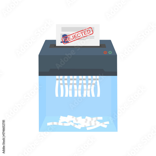 Paper in hand for destruction. Shredder machine. Paper shredder. Cartoon style. Vector illustration flat design. Isolated on background. Information protection.